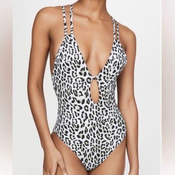 Peixoto Isla One Piece Leopard Criss Cross Back Swimsuit NWT Size Extra Large - Picture 1 of 7